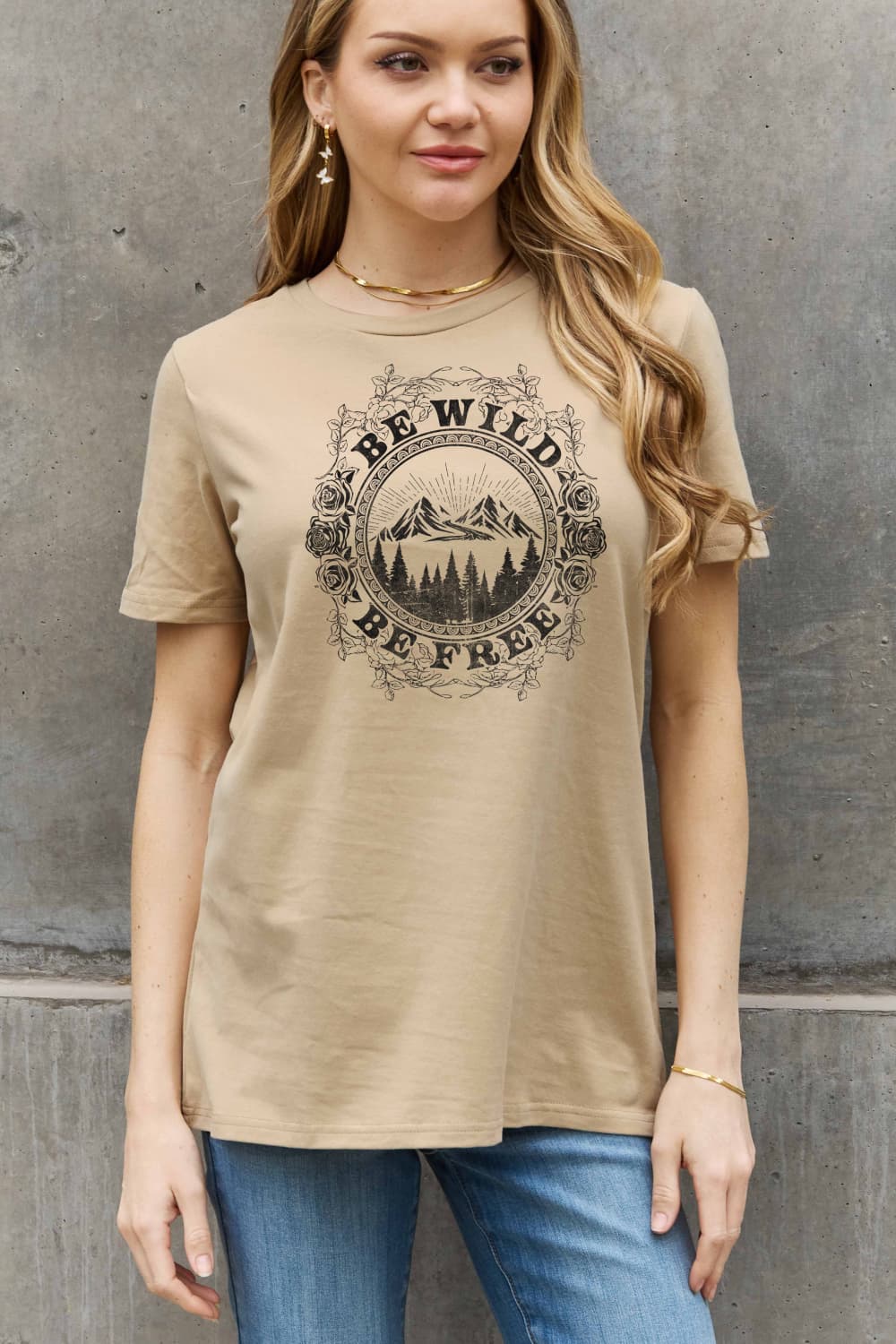 Simply Love BE WILD BE FREE Graphic Cotton T-Shirt