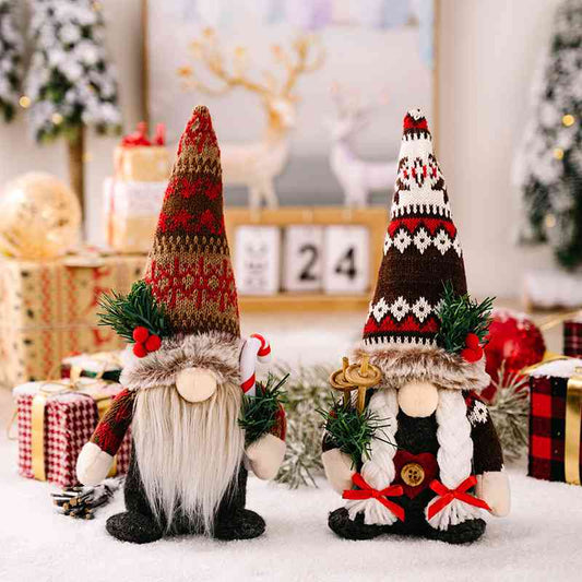 Holiday Festive Argyle Sweater Pointed Hat Faceless Gnome
