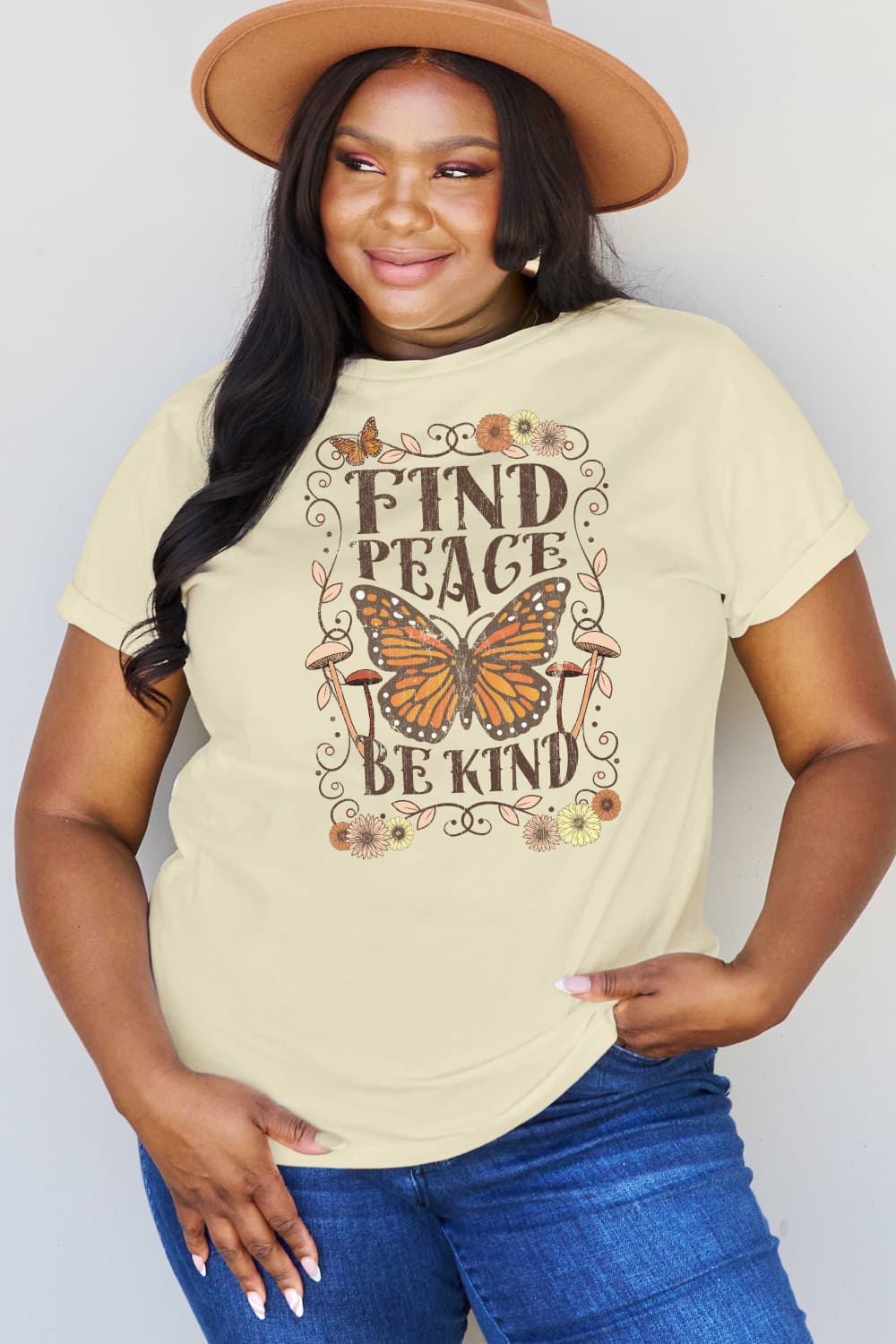 Simply Love FIND PEACE BE KIND Graphic Cotton T-Shirt