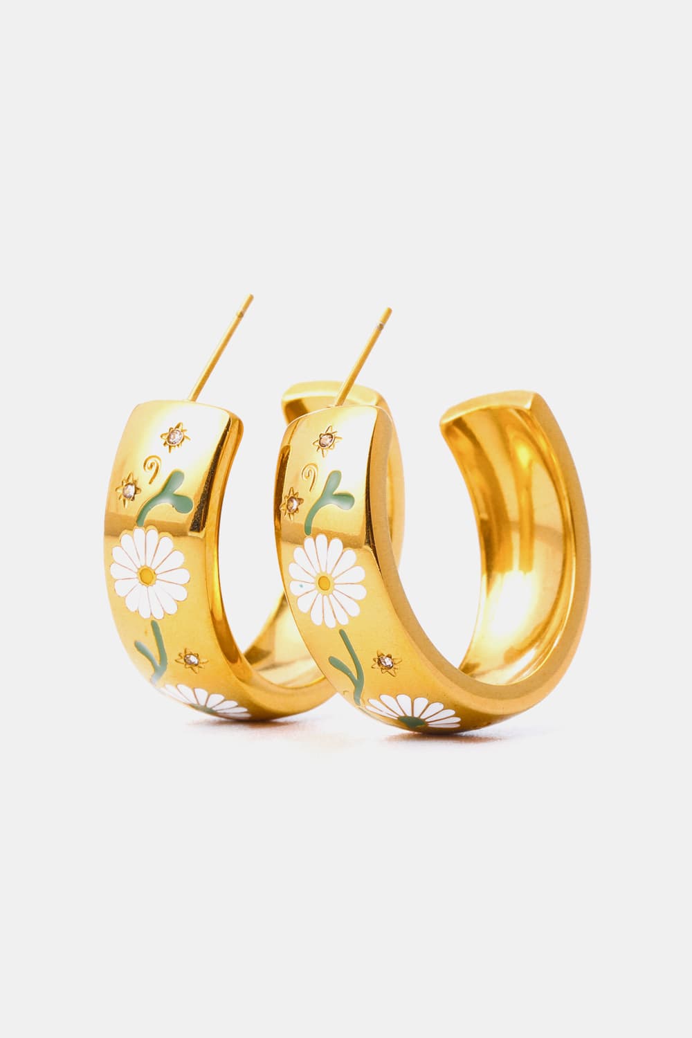 18K Gold Plated Ring Shape C-Hoop Earrings