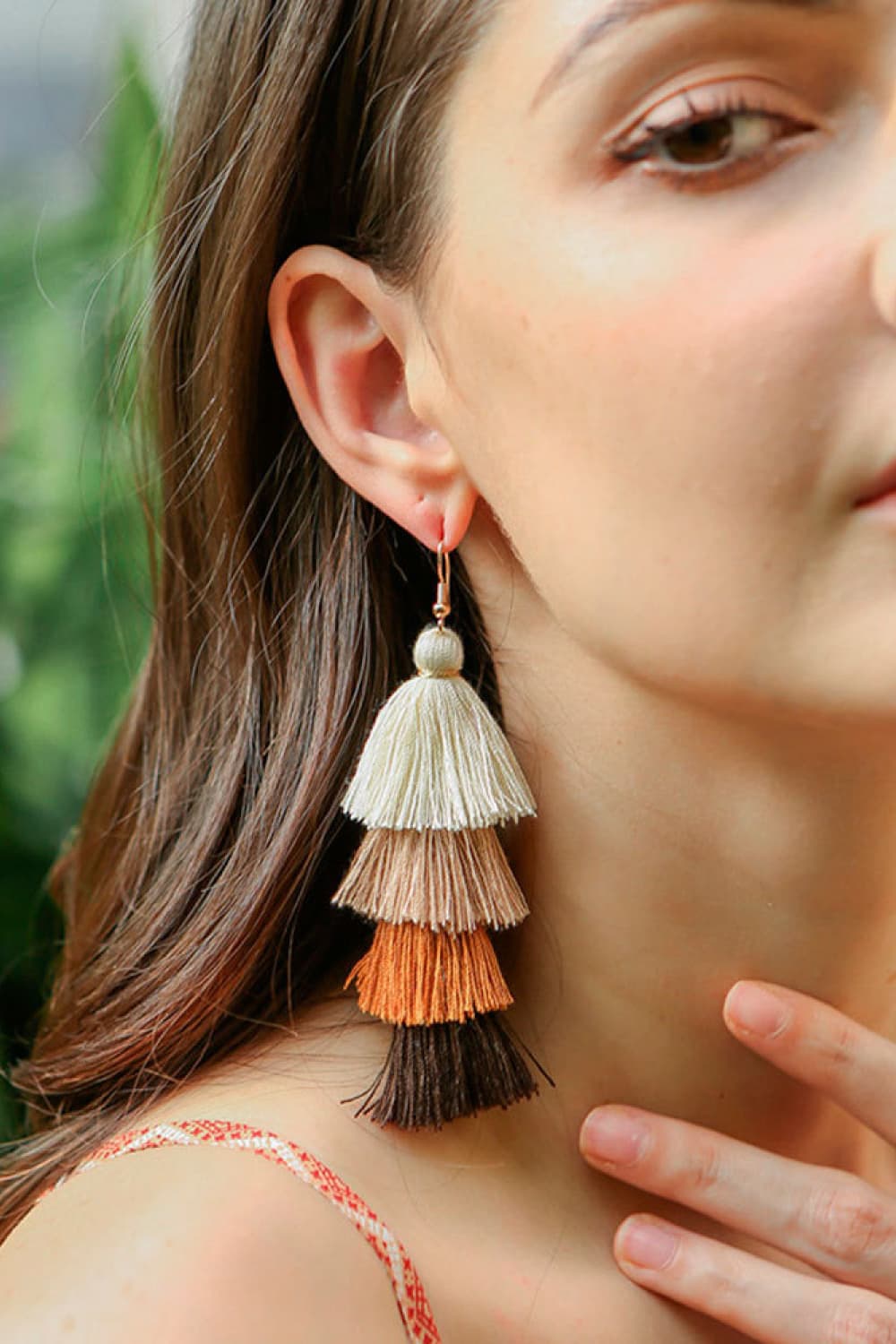 Layered Cotton Tassel Earrings