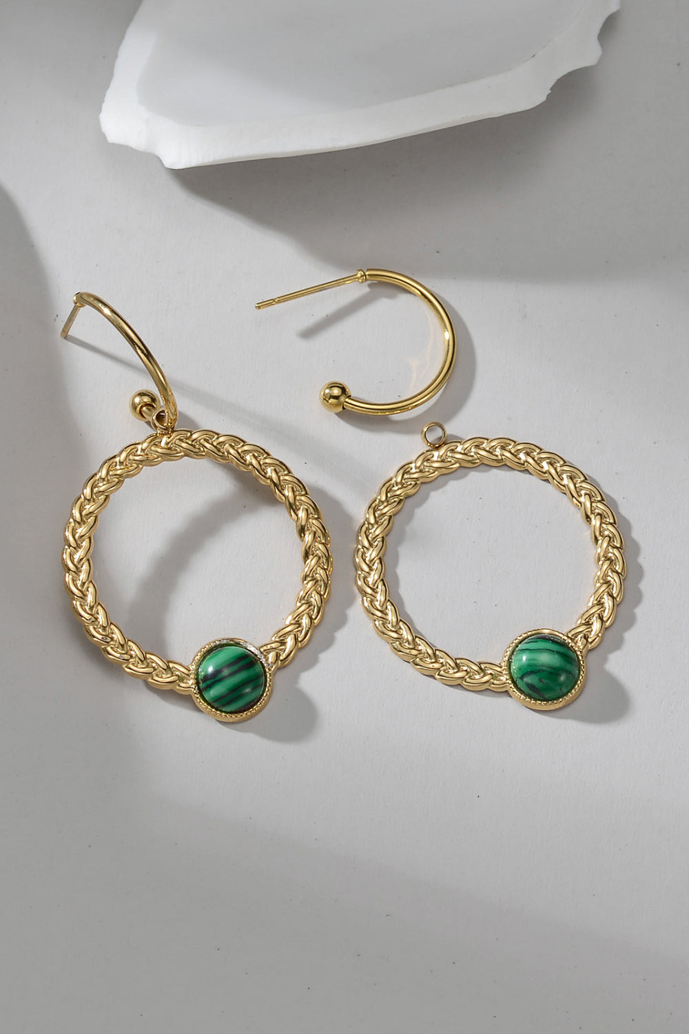 18K Gold Plated Malachite Earrings