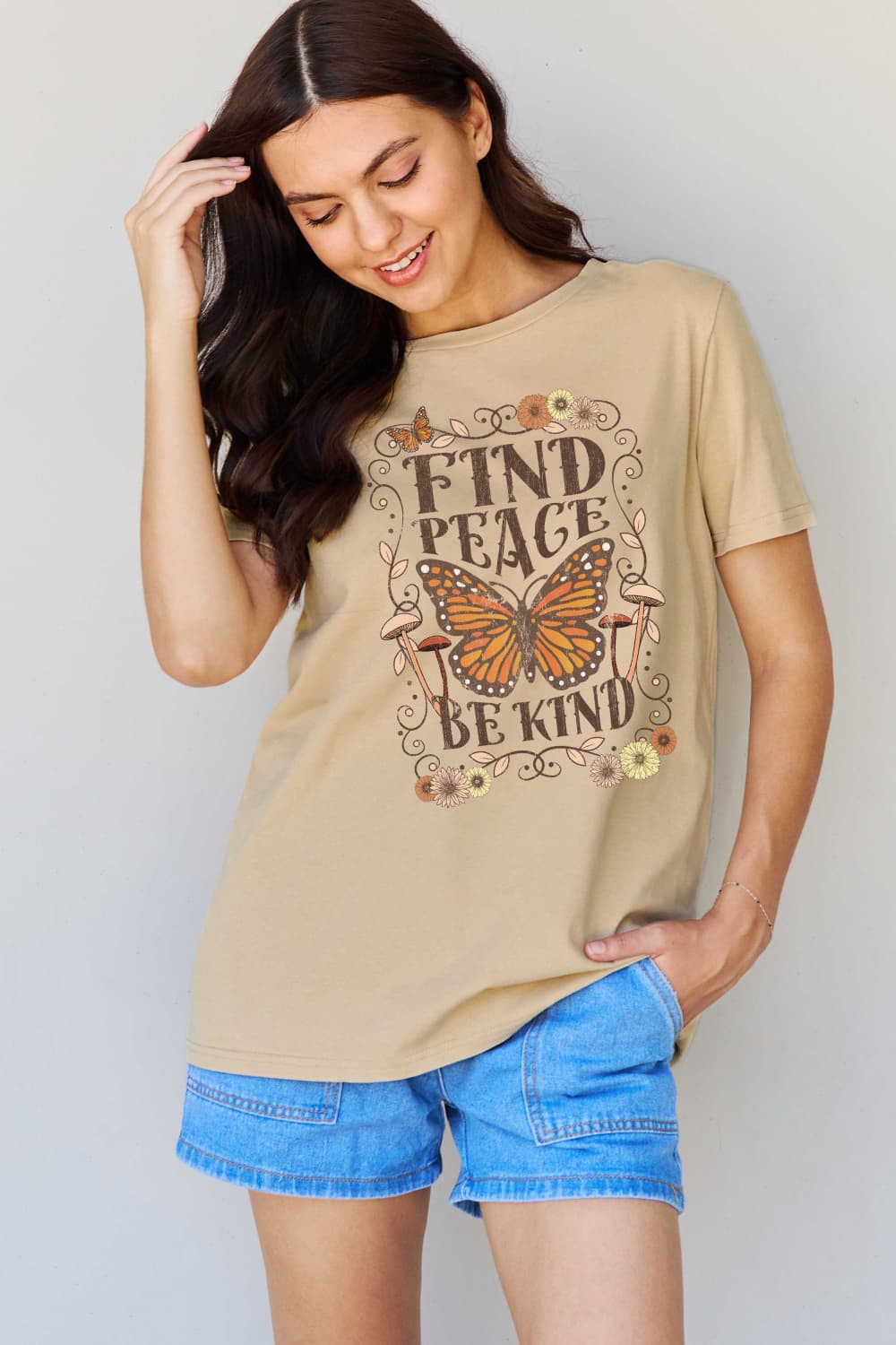 Simply Love FIND PEACE BE KIND Graphic Cotton T-Shirt