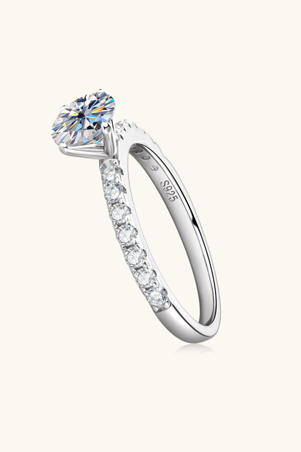 Moissanite Platinum-Plated Side Stone 925 Sterling Silver Ring