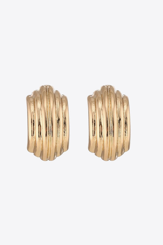 Art Deco Ribbed Copper Earrings