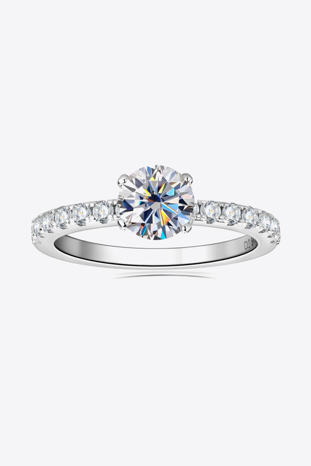 Moissanite Platinum-Plated Side Stone 925 Sterling Silver Ring