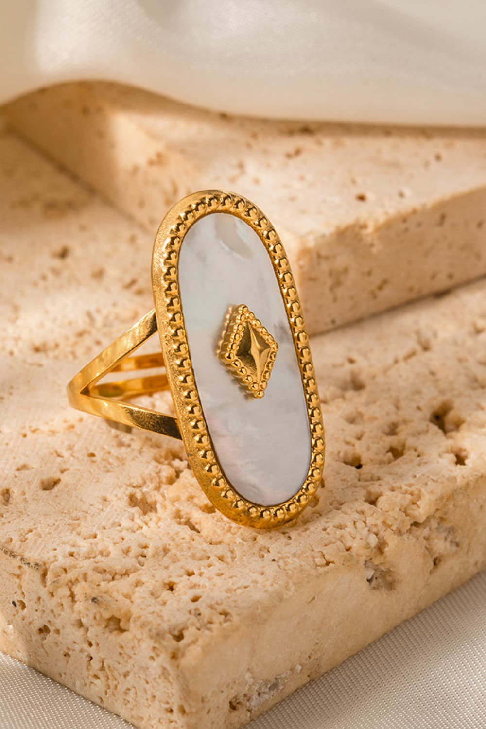18K Gold Plated Natural Stone Copper Ring