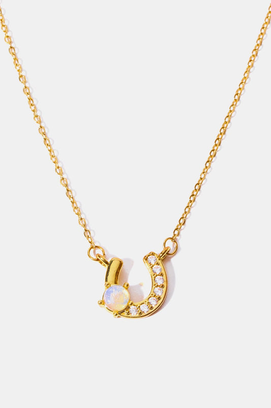 Horseshoe Shape 14K Gold Plated Pendant Necklace