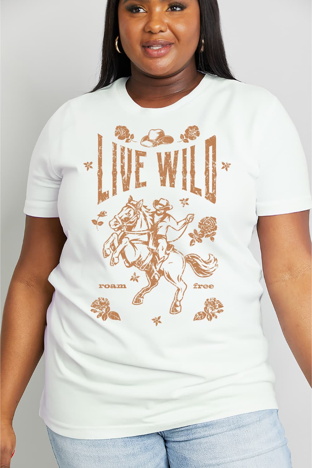 Simply Love LIVE WILD ROAM FREE Graphic Cotton Tee