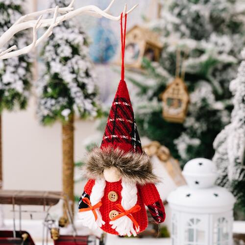 2-Piece Christmas Plaid Hanging Gnome