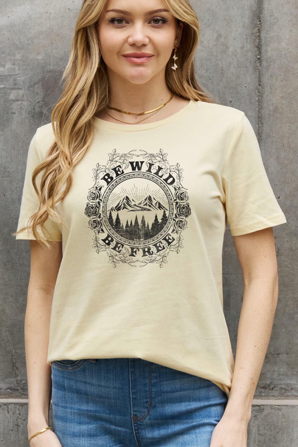 Simply Love BE WILD BE FREE Graphic Cotton T-Shirt