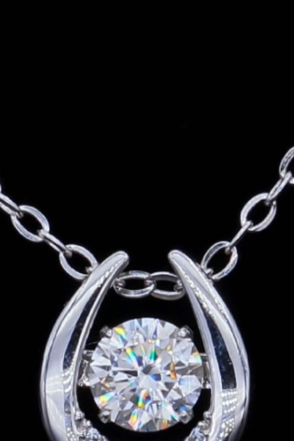 Moissanite and Zircon 925 Sterling Silver Pendant Necklace