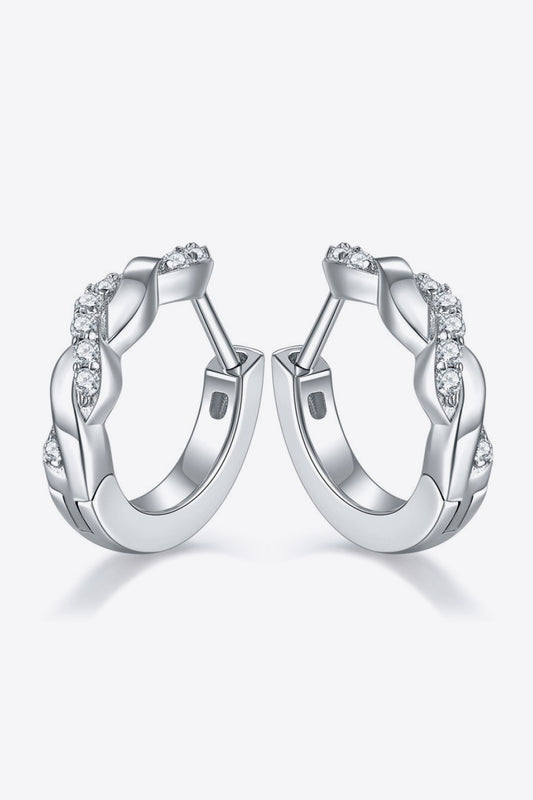Moissanite Twisted 925 Sterling Silver Platinum-Plated Earrings