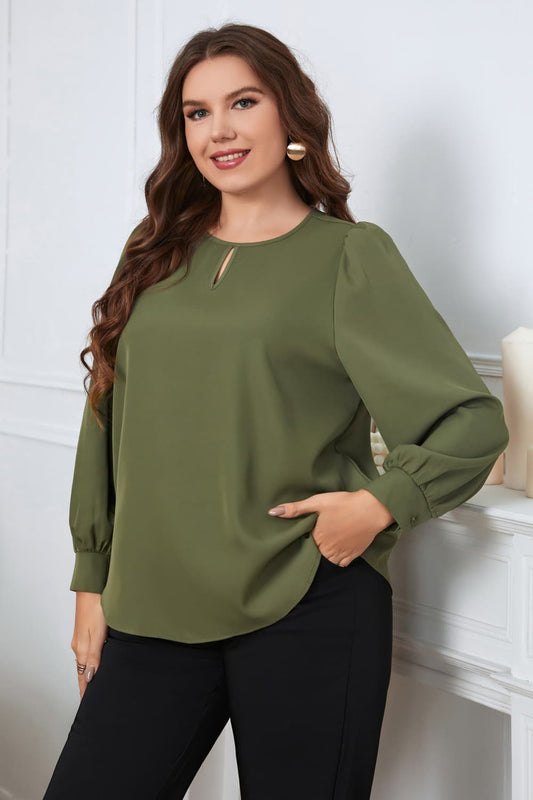 Melo Apparel Round Neck Long Sleeve Blouse