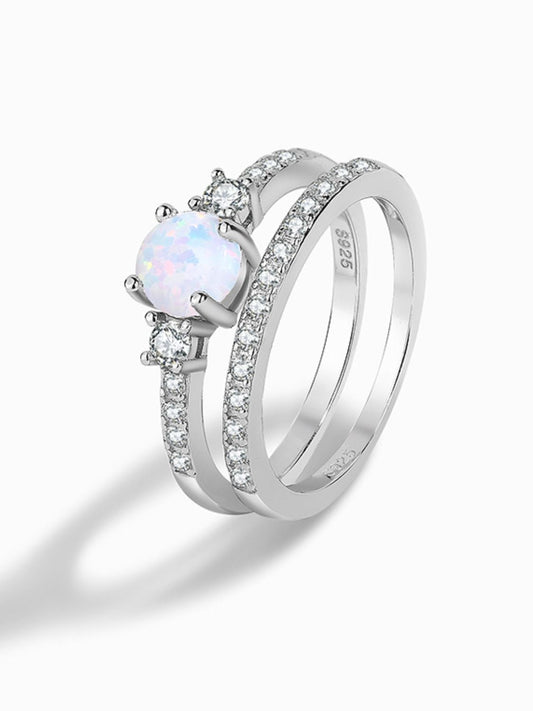 925 Sterling Silver Opal Split Ring