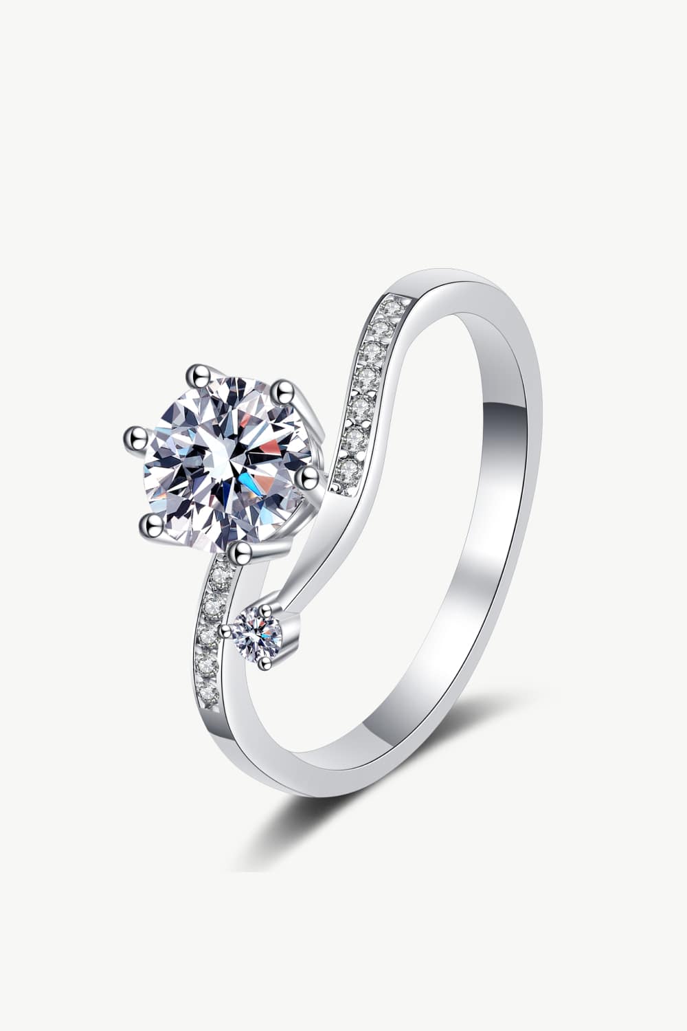 1/2 Carat Moissanite with Zircon Accents 925 Sterling Silver Ring