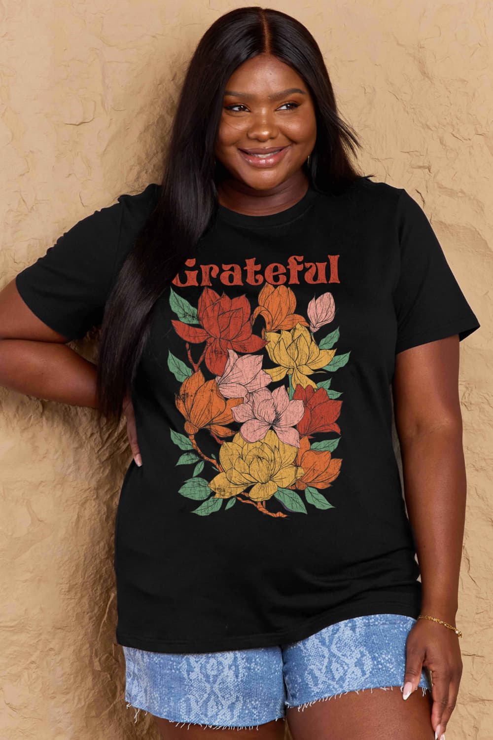 Grateful Flower Graphic Cotton T-Shirt