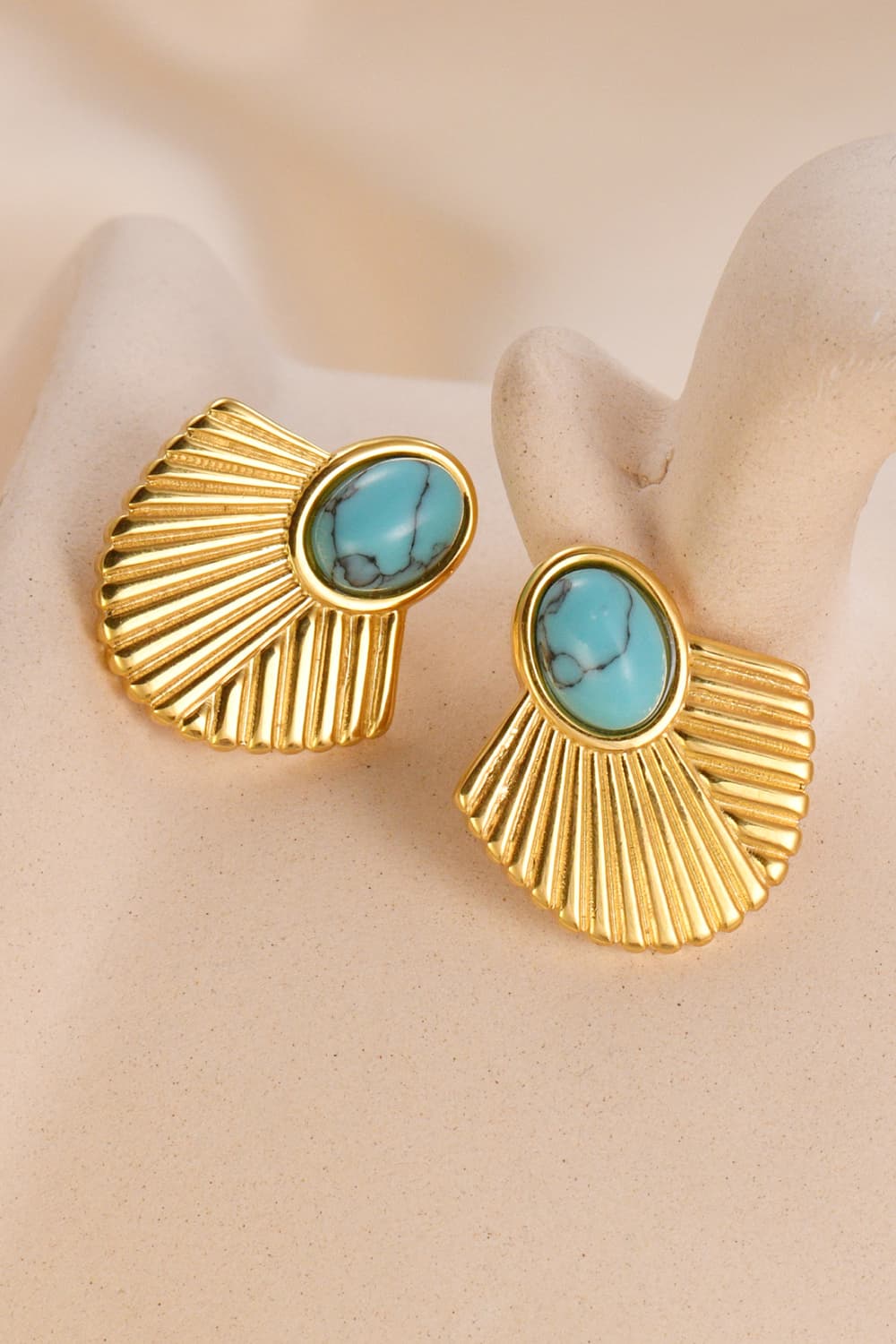 18K Gold Plated Turquoise Stud Earrings