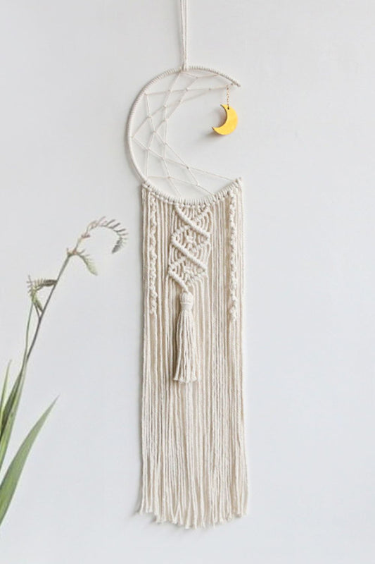 Handmade Bohemian Hand-Woven Moon Macrame Wall Hanging