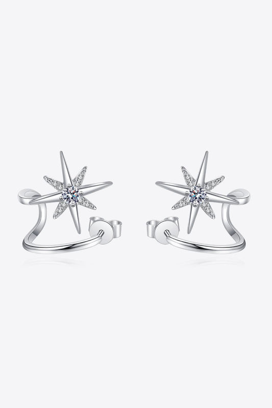 Moissanite Star 925 Sterling Silver Rhodium-Plated Earrings