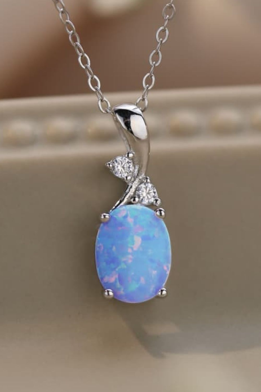 Opal Oval Pendant 925 Sterling Silver Chain Necklace