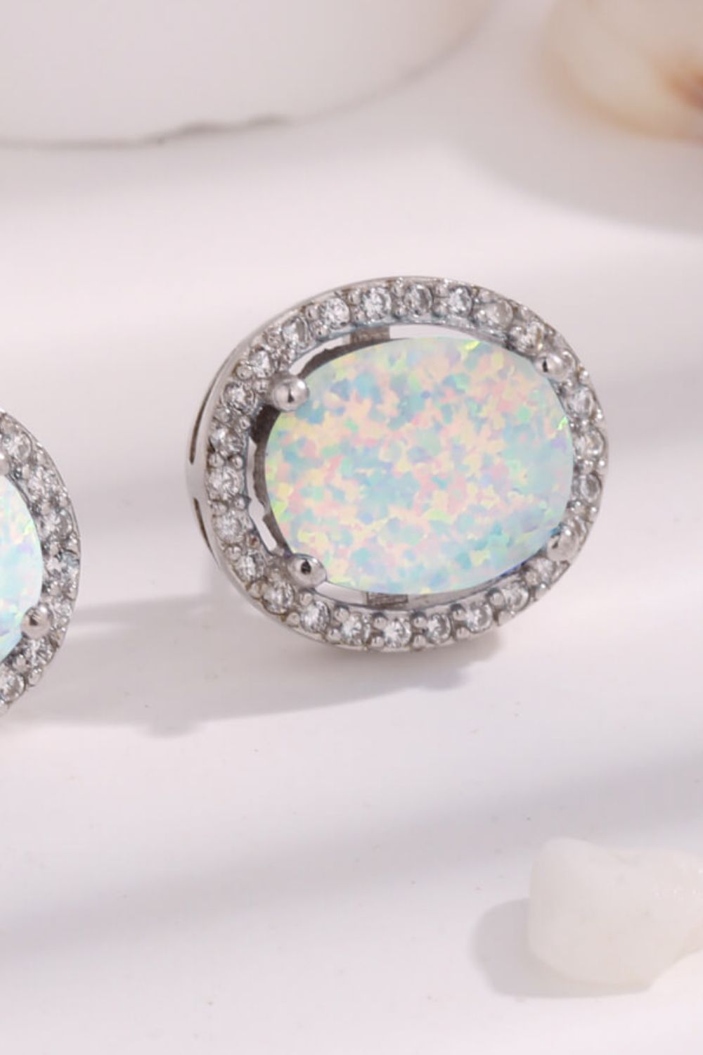 Opal Round 925 Sterling Silver Earrings