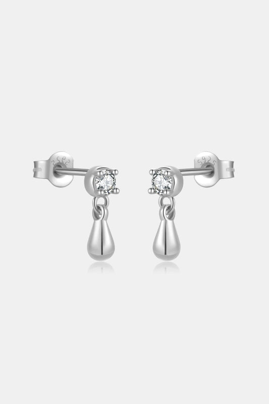 Inlaid Zircon 925 Sterling Silver Tear Drop Earrings