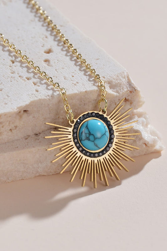 14K Gold Plated Turquoise Pendant Necklace